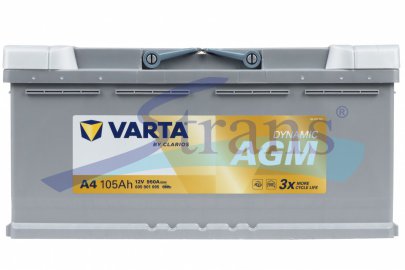 АКУМУЛЯТОР AGM 12V 105AH 950A R+ DYNAMIC 394*175*190MM